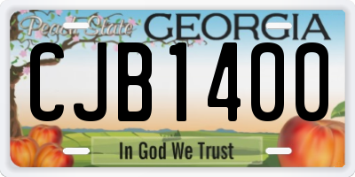 GA license plate CJB1400