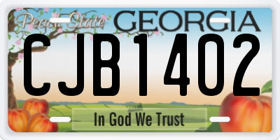 GA license plate CJB1402