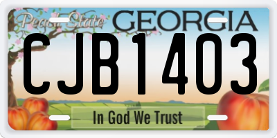 GA license plate CJB1403