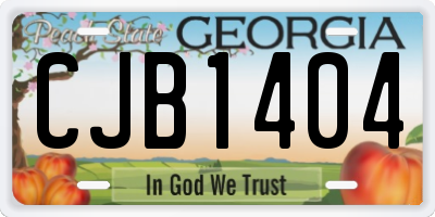 GA license plate CJB1404