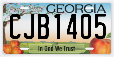 GA license plate CJB1405