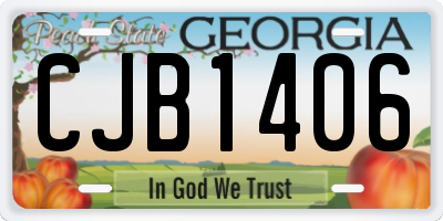 GA license plate CJB1406