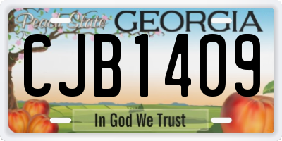 GA license plate CJB1409
