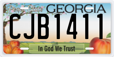 GA license plate CJB1411