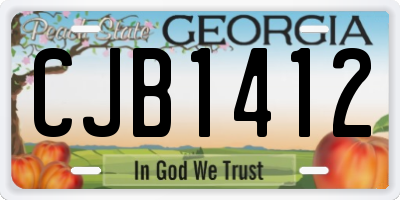 GA license plate CJB1412