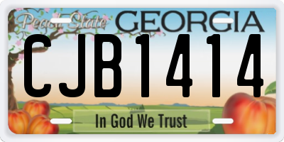 GA license plate CJB1414