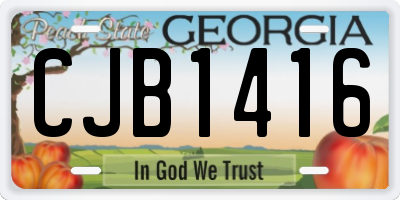 GA license plate CJB1416