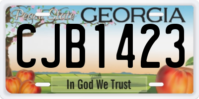 GA license plate CJB1423