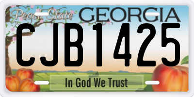 GA license plate CJB1425