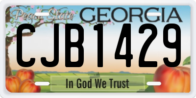 GA license plate CJB1429