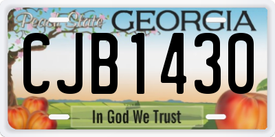 GA license plate CJB1430