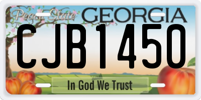 GA license plate CJB1450