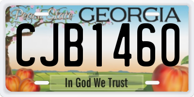 GA license plate CJB1460