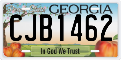GA license plate CJB1462