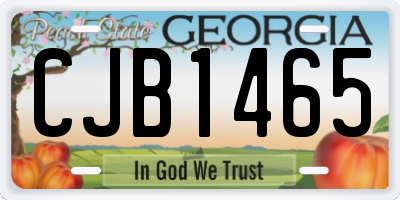 GA license plate CJB1465