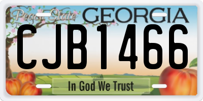 GA license plate CJB1466
