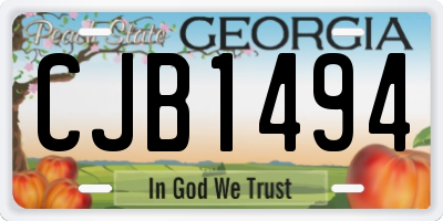 GA license plate CJB1494