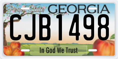 GA license plate CJB1498