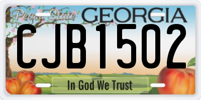 GA license plate CJB1502