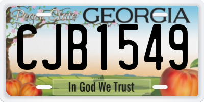 GA license plate CJB1549