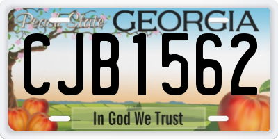 GA license plate CJB1562