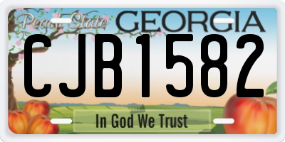 GA license plate CJB1582
