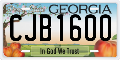 GA license plate CJB1600