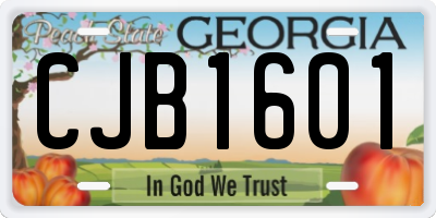 GA license plate CJB1601