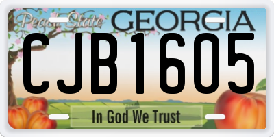 GA license plate CJB1605