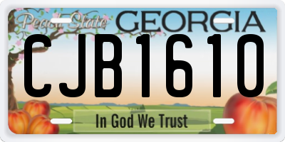 GA license plate CJB1610