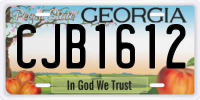 GA license plate CJB1612