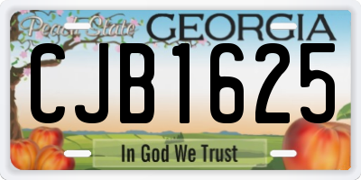 GA license plate CJB1625