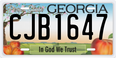 GA license plate CJB1647