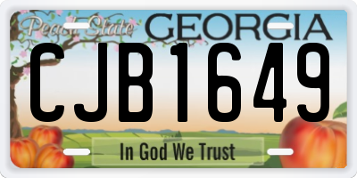 GA license plate CJB1649