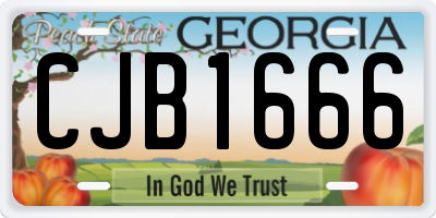 GA license plate CJB1666