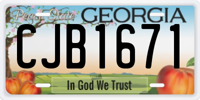 GA license plate CJB1671