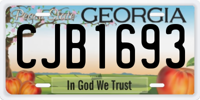 GA license plate CJB1693