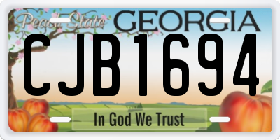 GA license plate CJB1694