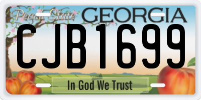 GA license plate CJB1699
