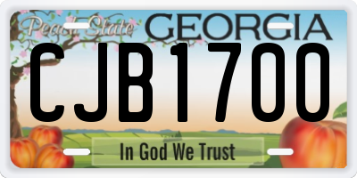 GA license plate CJB1700