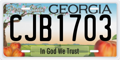 GA license plate CJB1703
