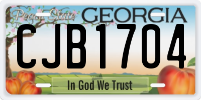 GA license plate CJB1704