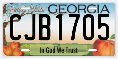 GA license plate CJB1705