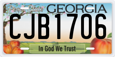 GA license plate CJB1706