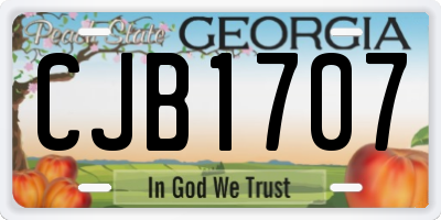 GA license plate CJB1707