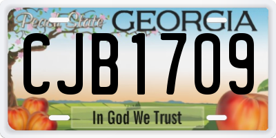 GA license plate CJB1709