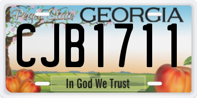GA license plate CJB1711