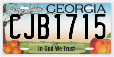 GA license plate CJB1715