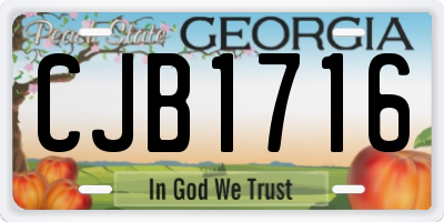 GA license plate CJB1716