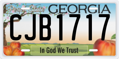 GA license plate CJB1717